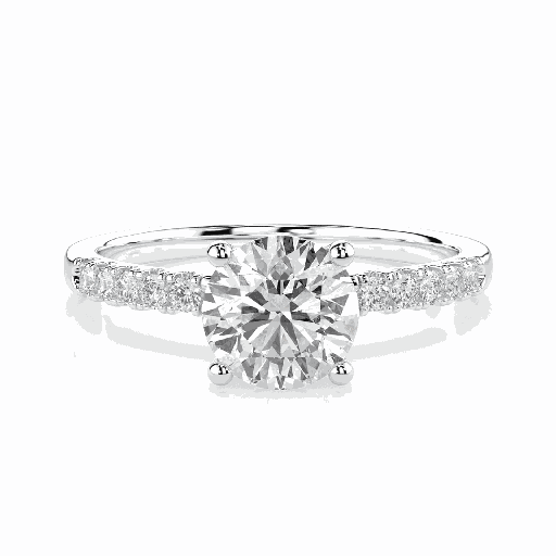  Women's Moissanite Engagement Ring in 18k White Plated Silver 