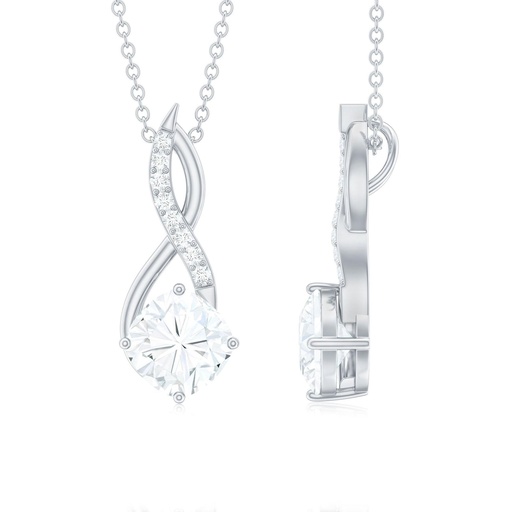 Infinity Pendant Necklace with Certified Moissanite for Women - 8 mm, 925 Sterling Silver