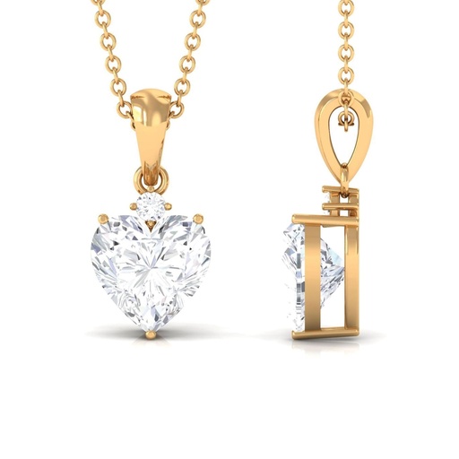 Heart Shape Moissanite Pendant Necklace for Women - 8 MM, 18K Yellow Gold