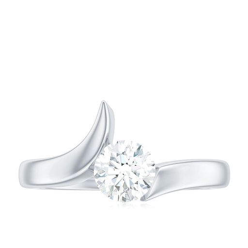 Round Cut Solitaire \ Bypass Engagement Ring \\ 925 Sterling Silver