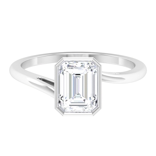 Emerald Cut Solitaire Moissanite Engagement Ring for Women, 925 Sterling Silver