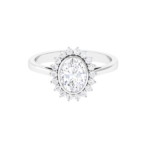 Vintage Inspired Engagement Ring for Women - Oval Moissanite Ring, 925 Sterling Silver