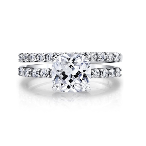 Womens Wedding Engagement Ring Band Set Fabulous Cushion CZ Sterling Silver 925