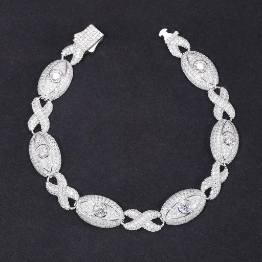 S925 Moissanite Evil Eye Infinity Cuban Link Bracelet