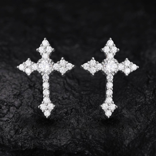 Moissanite Cross Stud Earrings