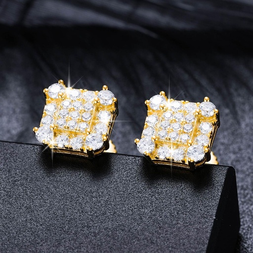 S925 Moissanite Square Stud Earring