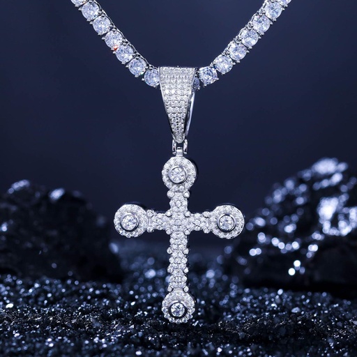 Moissanite Star-studded Cross Pendant