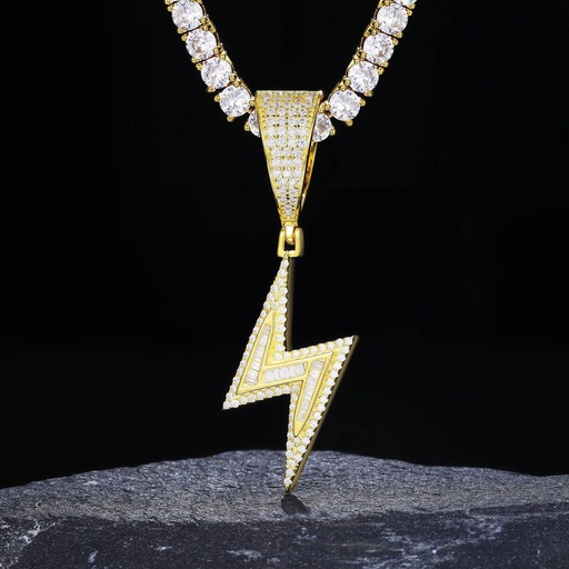 S925 Baguette Moissanite Lightning Pendant
