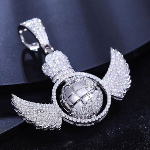 S925 Moissanite Spinning Earth Wing Pendant