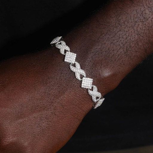 Iced Square Infinity Cuban Link Bracelet