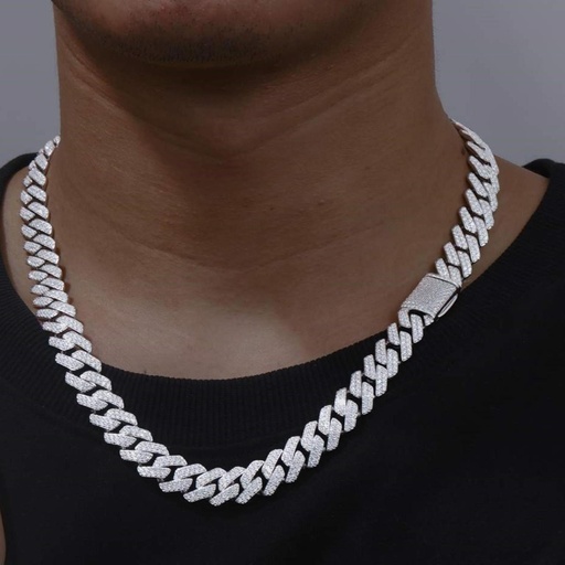 12mm Micro 2 Rows Moissanite Cuban Link Chain