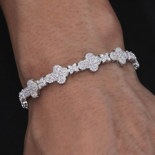 Round Moissanite Star Cross Link Bracelet