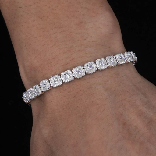  Round Moissanite Halo Tennis Bracelet