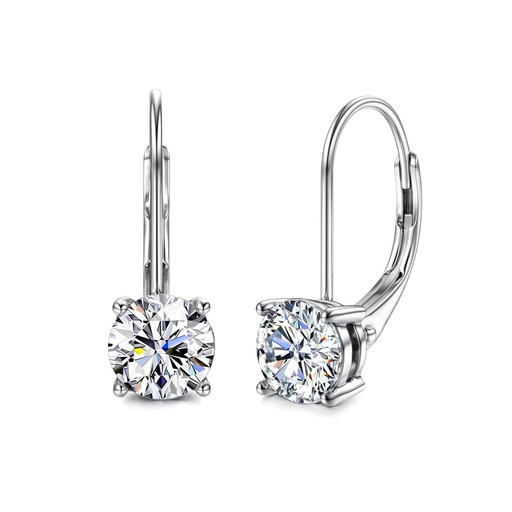 Moissanite Earrings, Brilliant Round Cut Lab Created Diamond Earrings 18K White Gold Sterling Silver Dangle Earrings Moissanite Leverback Drop Earrings