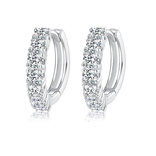 Moissanite Earrings, Lab Created Diamond Huggie Earrings White Gold Plated Sterling Silver Hoop Earrings for Women Gifts