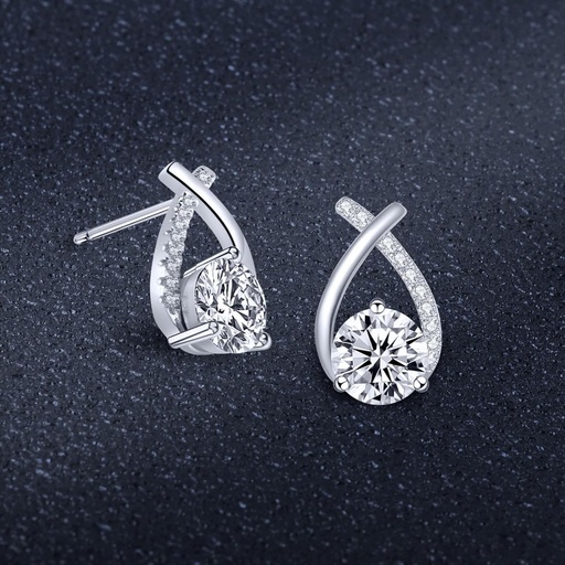  Earrings  Clarity Round Cut Lab Created Diamond Earrings Sterling Silver 18K White Gold Plated Earrings Minimalist Mermaid Tail Earrings