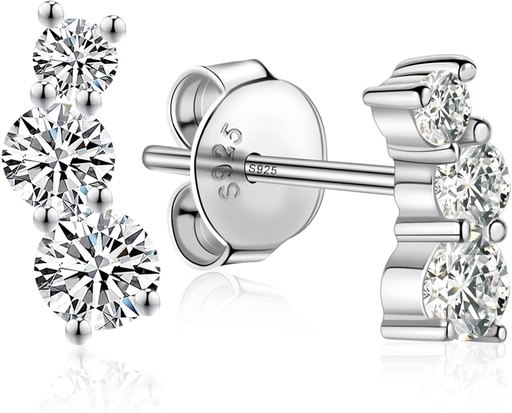 Earrings  Brilliant Round Cut Lab-Made Diamond Earrings 18K White Gold Plated 925 Sterling Silver Friction Back Crawl Earrings for Women