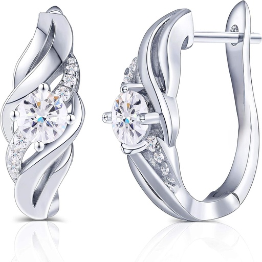  Solid 10K White Gold Post color Hoop Earrings 14K Gold QUALITY Sterling Silver Earrings with Accents for Women