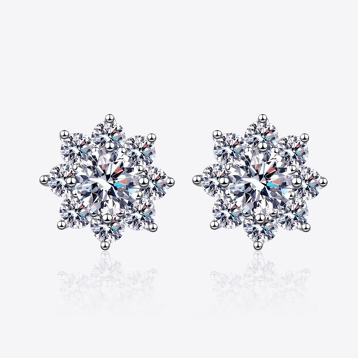  Moissanite 925 Sterling Silver Flower Earrings