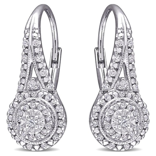  Diamond Drop Earrings With Double Halo and Leverbacks Earrings for Women