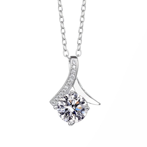 Moissanite Pendant Necklace White Gold Plated Silver Ideal Cut Diamond Necklace for Women