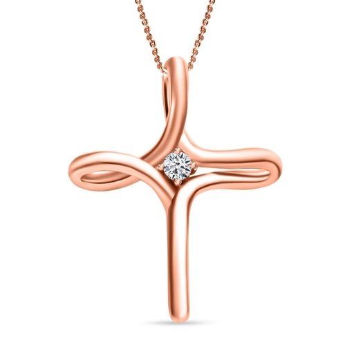 Moissanite Round 925 Sterling Silver Vermeil Rose Gold Plated Cross Pendant Necklace for Women  Birthday Gifts