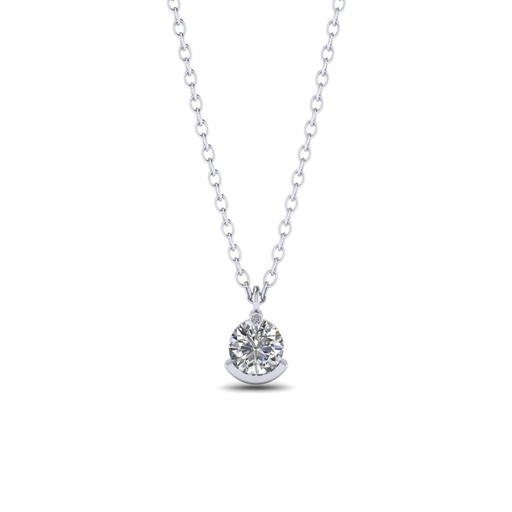 Drop Pendant 1 Carat Round Cut Real Moissanite Solitaire Necklace in 18k White Gold Over Silver