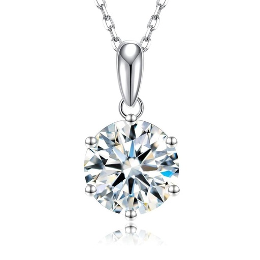  Pendant Necklace  White Gold Plated silver  Ideal Cut Diamond Necklace for Women with Certificate of Authenticity