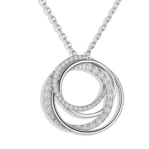  Interlocking Circle Pendant Necklace for Women 925 Sterling Silver Chain Lab Created Diamond 4 Generations Necklace Anniversary Valentine's Day Gifts for Her