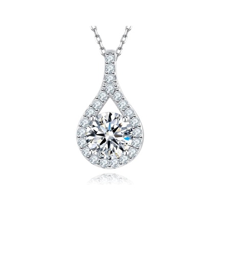  Pendant Necklace for Women, Wedding Gift 18K White Gold Plated Silver Diamond Necklace for Wife Mother Her