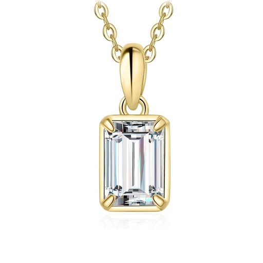 Moissanite Solitaire Pendant Necklace for Women, 14K White Yellow Rose Gold Plated 925 Sterling Silver Necklaces for Her, Classic Simulated Diamond Jewelry Set, 18 Inches chain