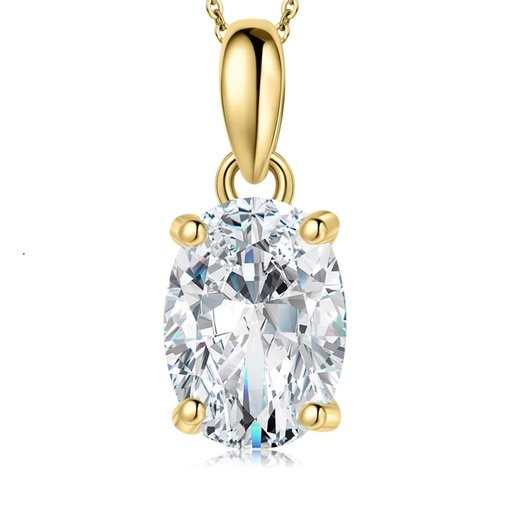 Oval Cut Moissanite Solitaire Pendant Necklace for Women, Simulated Diamond 925 Sterling Silver 14k White Gold Plated Necklaces for Her 