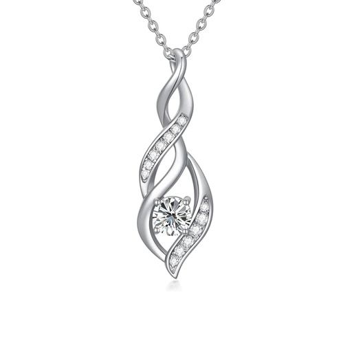 Moissanite Necklaces for Women Twisted Infinity Pendant Necklaces Platinum Plated Silver Moissanite Pendant