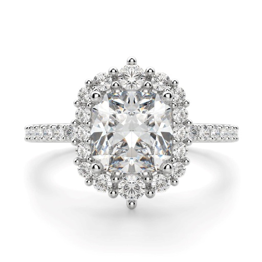 Cushion Cut Diamond Halo Engagement Ring For Women
