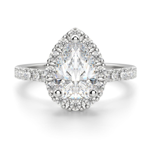 Pear Cut Diamond Halo Engagement Ring for Women
