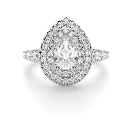 Pear Cut Diamond Double Halo Engagement Ring For Women