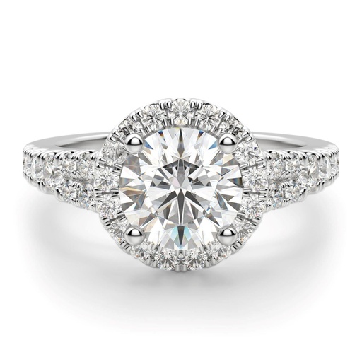 Round Cut Diamond Halo Split Shank Anniversary For Women