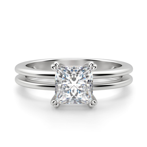 Princess Cut Diamond Solitaire Bridal Set For Women