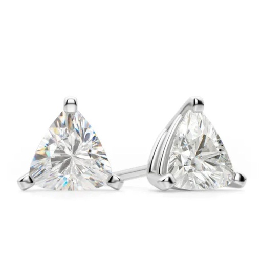 Trillion Cut Diamond Basket Set Push Back Stud Earrings For Women