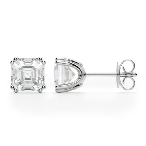 Asscher Cut Dimond Prong Set Stud Earrings For Women