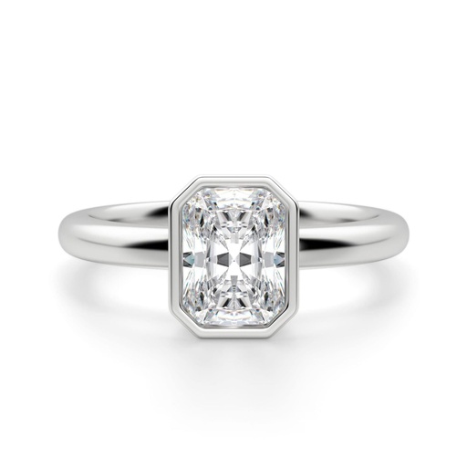Radiant Cut Diamond Bezel Set Solitaire Engagement Ring For Women