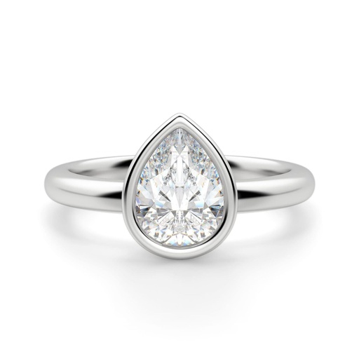  Pear Cut Diamond Bezel Set Engagement Ring For Women