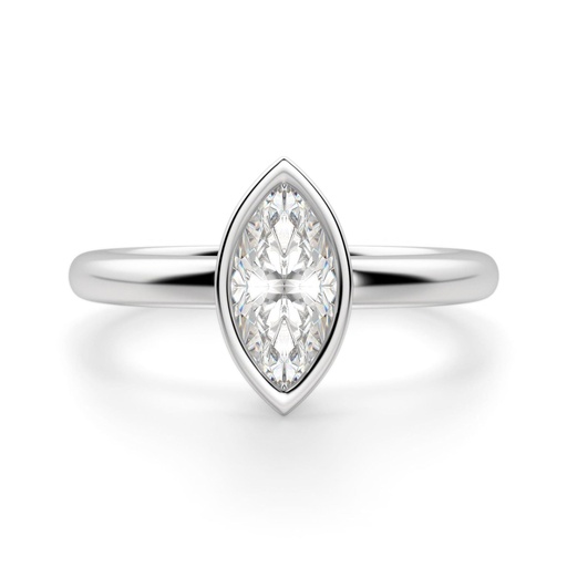  Marquise Cut Diamond Bezel Set Solitaire Engagement Ring For Women