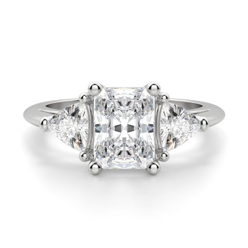 Radiant And Trillion Cut Diamond Three Stone Engagement Ring For Women