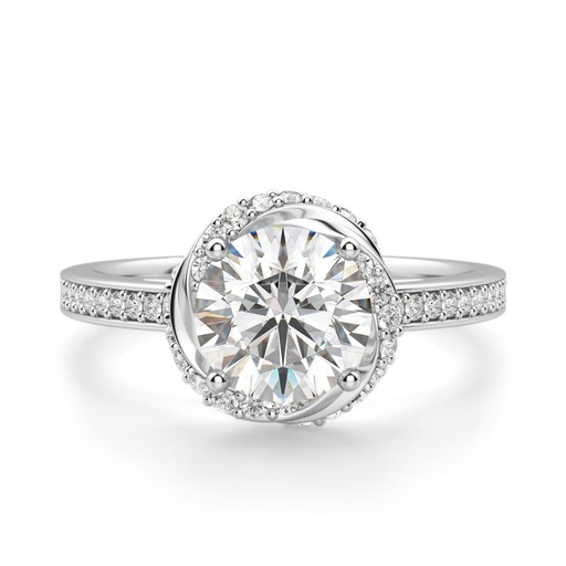 Round Cut Diamond Floral Shape Engagement Ring For Women