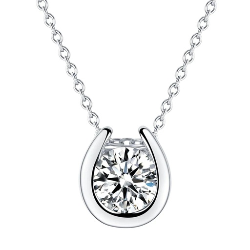 Bezel Set Round Cut Moissanite Solitaire Pendant