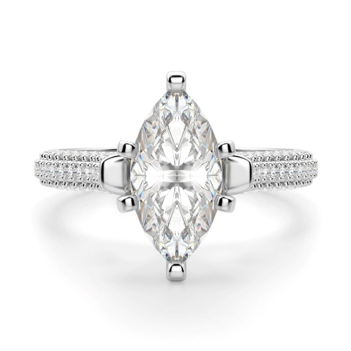 Marquise Cut Micro Pave Set Moissanite Engagement Ring