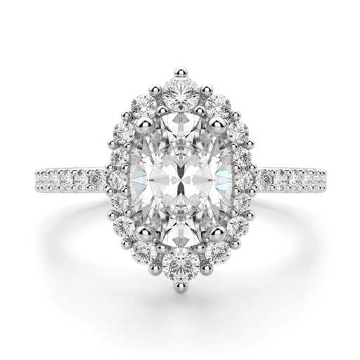 Oval Cut Halo Moissanite Engagement Ring