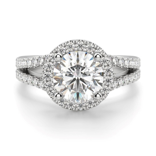 Brilliant Round Cut Halo Moissanite Engagement Ring