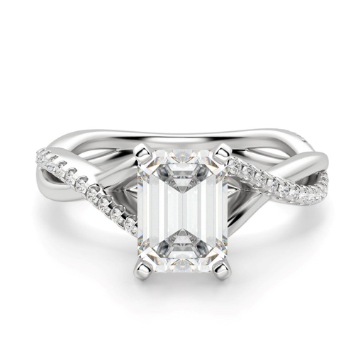 Emerald Cut Twisted Moissanite Engagement Ring